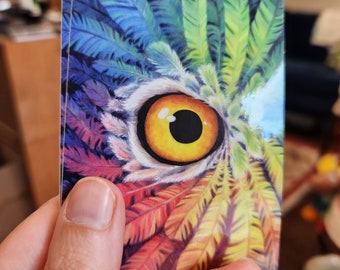 Tarot of the Owl Vinyl Sticker - Back of Card Rainbow Feathers Design