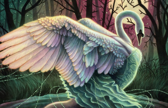 Odette Swan Princess Illustration 12x16 SALE