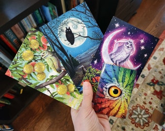 Tarot of the Owls Postcards and Sticker 'Extras' Set