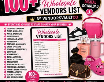 100+ leverancierslijst digitale download | Groothandelleveranciers | Boetiekverkopers | Kleding-, beauty- en verpakkingsverkopers | Hulpbron voor kleine bedrijven