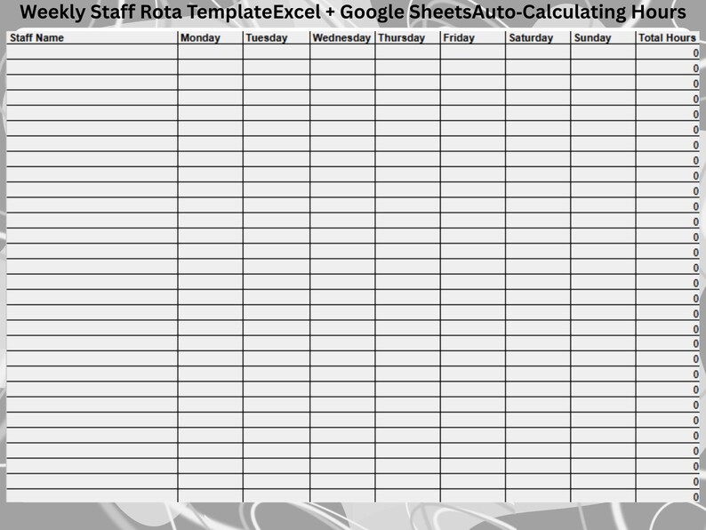 Staff Rota Template | Weekly Schedule | Excel & Google Sheets ...