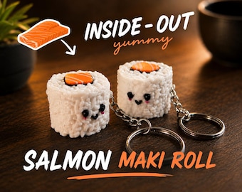 Inside-Out Salmon Maki Schlüsselanhänger – Lachs