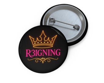 Botão de alfinete com o logotipo R3IGNING
