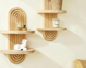1pc Wall Shelf Wooden Floating Display Rack for Living Room Bathroom Decor Rustic Storage and Modern Home Styling Gift