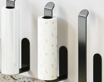 Wall Mounted Paper Towel Holder: No-Drill Kitchen Organizer, Space-Saving Tissue Rack