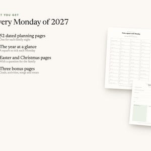 What's included: 52 dated planning pages, The year at a glance, Easter and Christmas pages, Three bonus pages