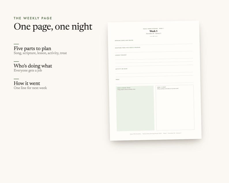 One page, one night: Five parts to plan, Who's doing what, How it went