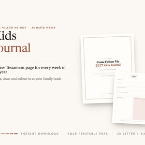 Kids Journal printable — cover and a sample page