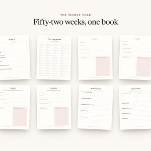 Fifty-two weeks, one book: a spread of pages from the printable