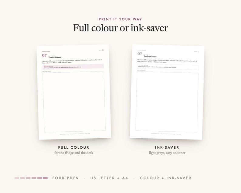 Full-colour and ink-saver editions, in US Letter and A4