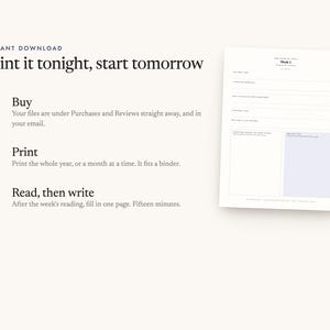 Instant digital download: buy, print at home, start
