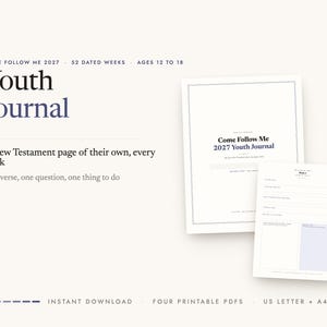 Youth Journal printable — cover and a sample page