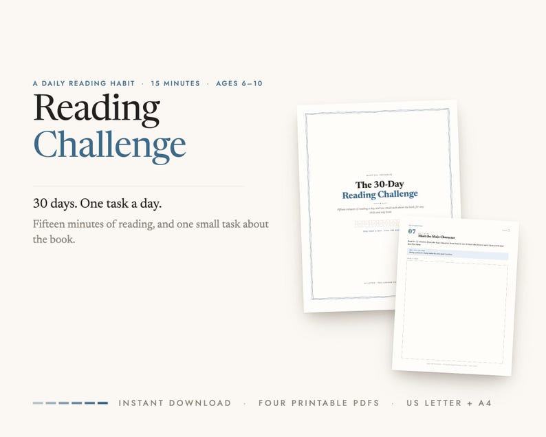 Reading Challenge printable — cover and a sample page