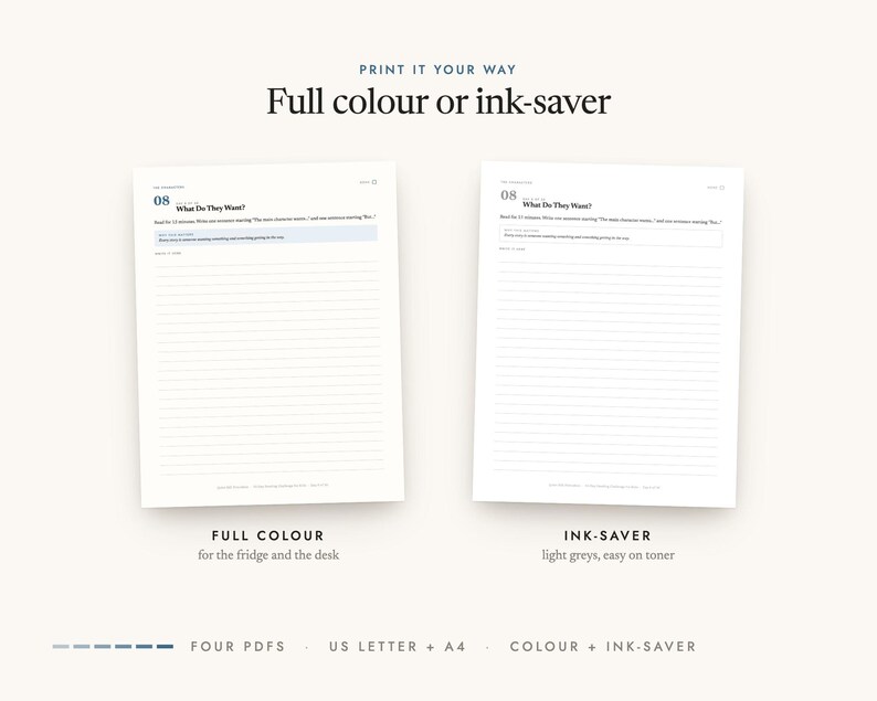 Full-colour and ink-saver editions, in US Letter and A4