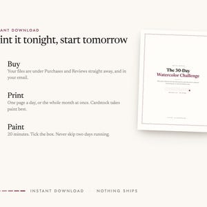 Instant digital download: buy, print at home, start