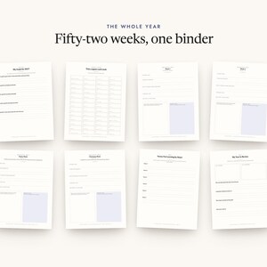 Fifty-two weeks, one binder: a spread of pages from the printable