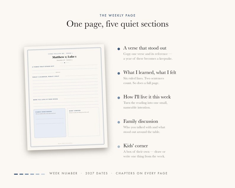 2027 New Testament Study Journal: Dated Weekly Pages, Family Discussion (Digital Download) image 3