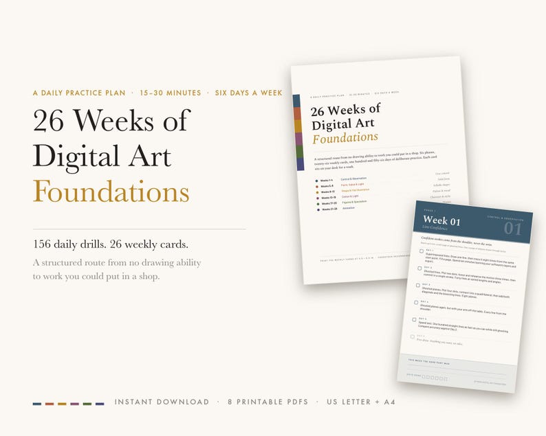 26-Week Digital Art Foundations Course: Structured Drawing Practice (Digital Download) image 1