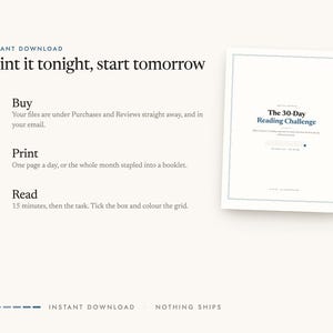 Instant digital download: buy, print at home, start