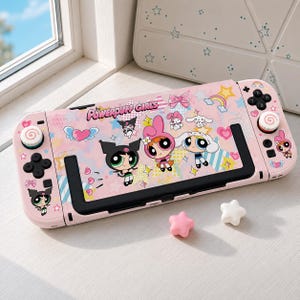 Powerpuff Girls Nintendo Switch 2 Case, Cute Kawaii Hard Shell Cover, Frosted Clear Protective Case for Switch OLED & Switch, Gamer Gift