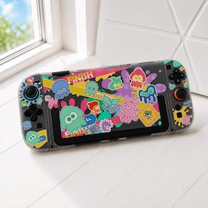 Splatoon Nintendo Switch 2 Case, Dockable Hard Shell Cover, Black Squid Protective Case for Switch OLED & Switch, Gamer Gift