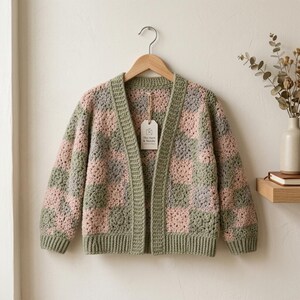 Meadow Mosaic Crochet Cardigan Pattern PDF, Granny Square Cardigan Pattern, Color Block Crochet Sweater, Easy Intermediate