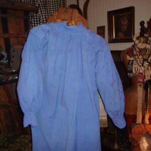 Antique French Linen and Hemp Robin's Egg Blue Farm Shirt, Smock, Late 1800's image 7