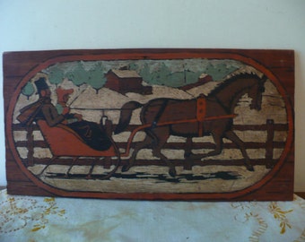 Hand painted sleigh ride on wood....well done