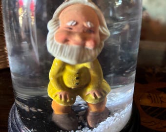 Vintage Plastic Elf, Gnome, Dwarf Snowglobe made in Hong Kong