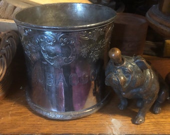 Fabulous Chippy Silver Plate Tobacco Container…The Barbour Silver Company…Measures Almost 5” Tall by 5 “ Wide