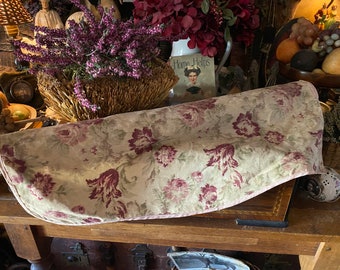 Vintage Hand Made Homespun Floral Linen Saver or Curtain