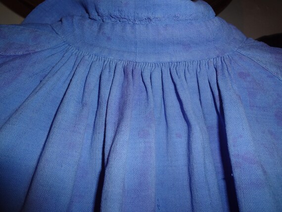 Antique French Linen and Hemp Robin's Egg Blue Fa… - image 5