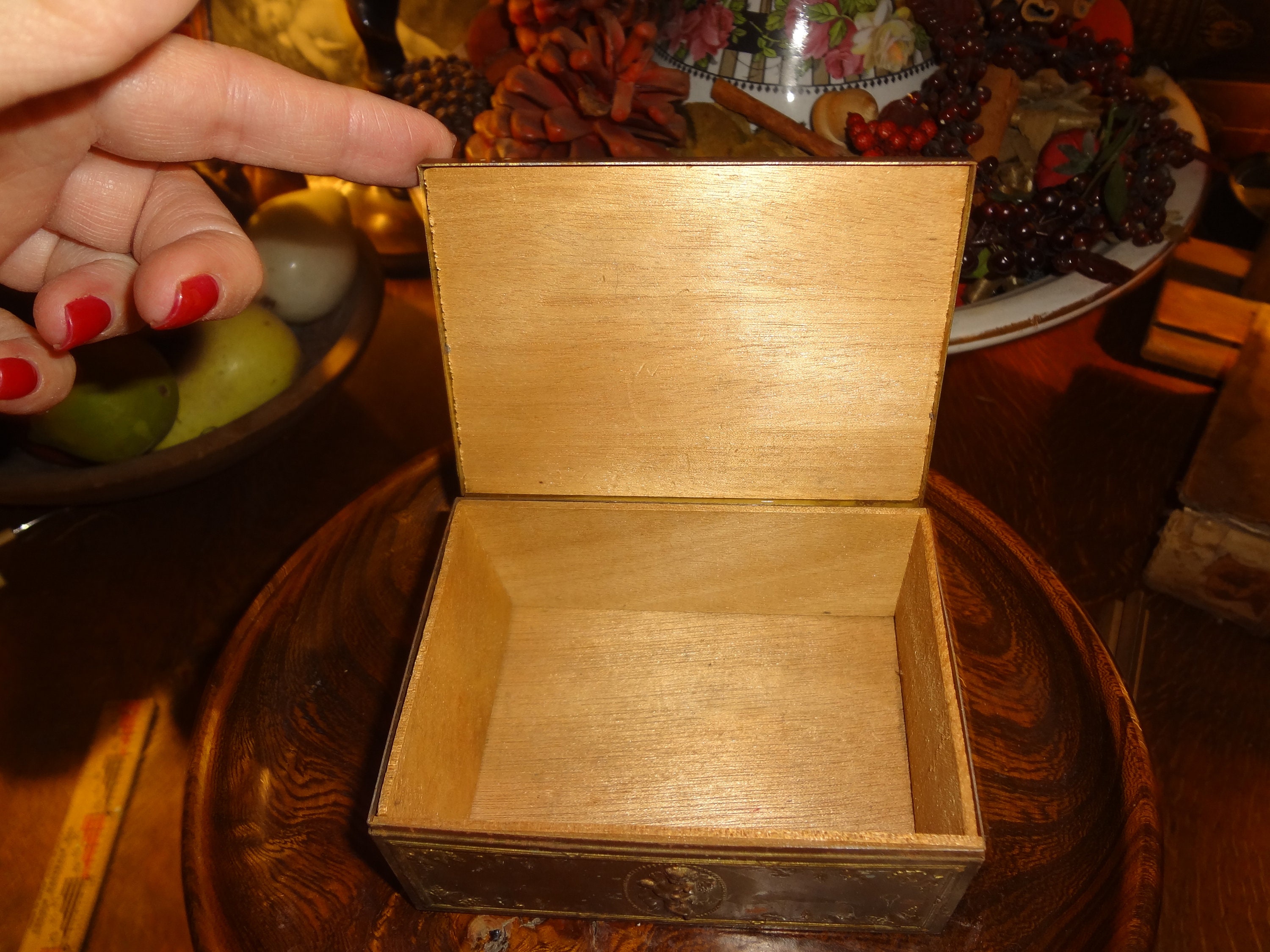 Sweet Cherub, Angel Gold Embossed Tin and Wood Trinket Box Etsy