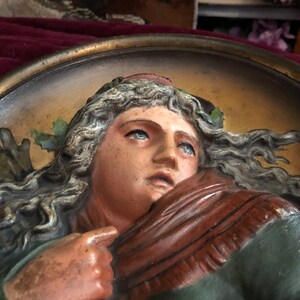 Absolutely Stunning 3D Cast Iron 1800s Girl Plate Flu Cover image 4