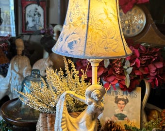 Darling 1940’s Vintage Spelter Dancing Lady Table Lamp with new Rachel Ashwell Lampshade