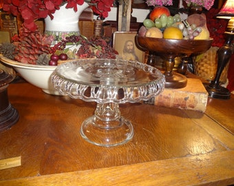 Delicate lace edge petite cake pedestal...love the size. I stack these and display my dishes on them.