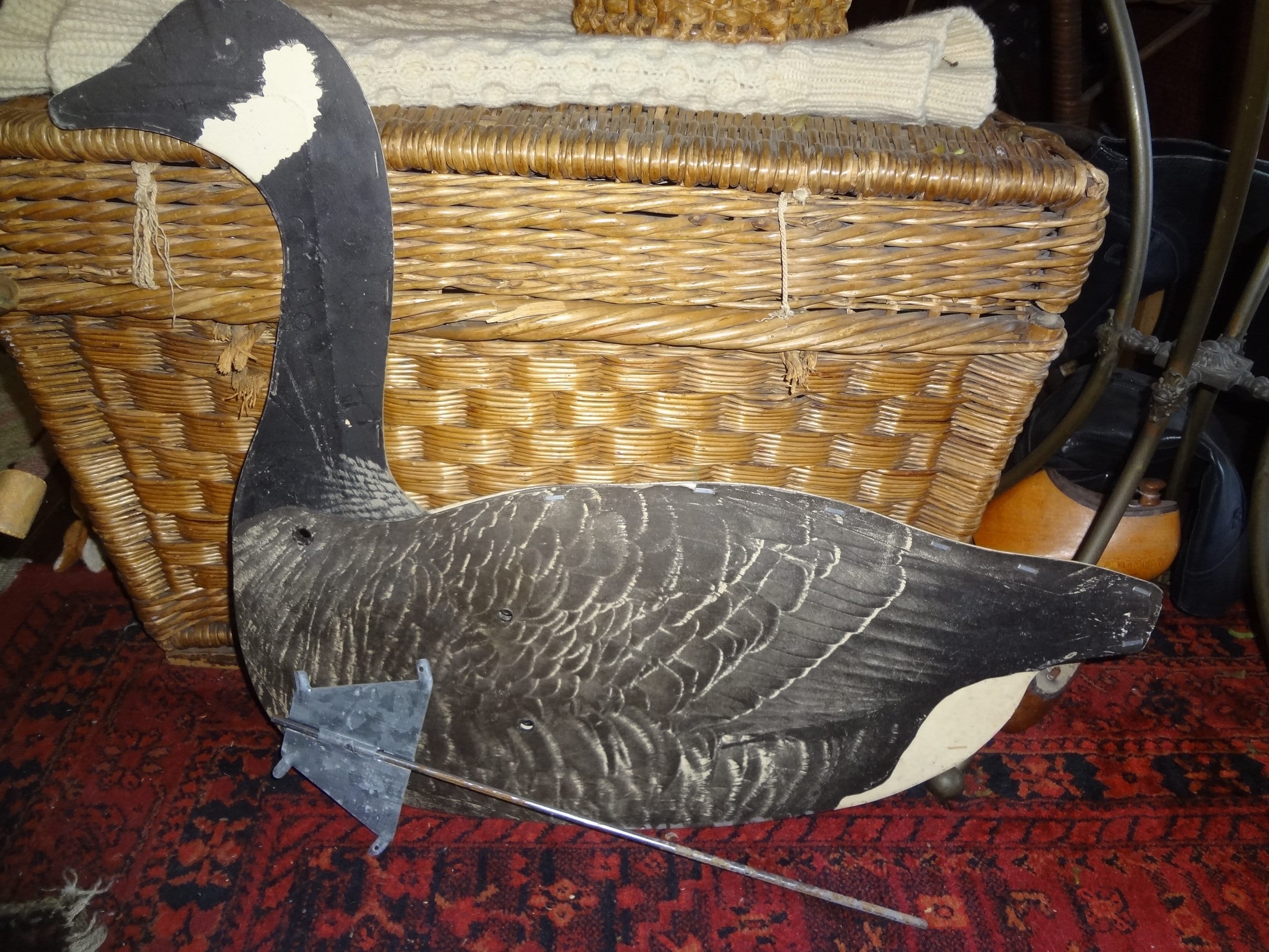 I LOVE GEESE Barn Find Waxed Cardboard Goose Decoy With Metal