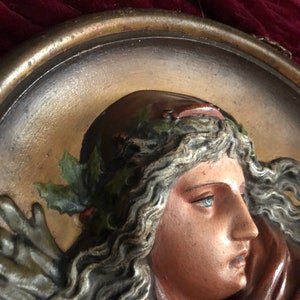 Absolutely Stunning 3D Cast Iron 1800s Girl Plate Flu Cover image 3