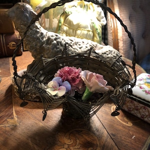 VINTAGE BRASS FRENCH Basket with Medallion Ornaments..so Delicate!