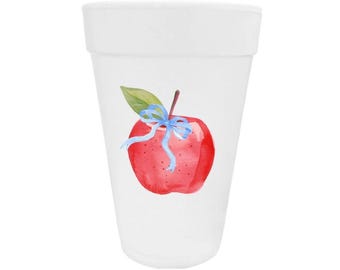 Back to School Styrofoam Cup, Teacher Gift, Back to School Party Cup, Apple Cup