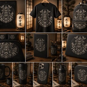 Samurai T-Shirt Designs Bundle | Japanese Warrior PNG | 100+ Digital Designs | Instant Download | Anime Samurai Art | Streetwear Graphics image 6