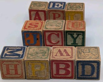 Vroege US Embossing Co.-alfabet- en dierenblokken, lot van 10