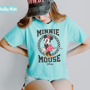 Comfort Colors Retro Minnie Boxy Tee, Minnie Mouse Crop Top, Checkered Disney Crop, Disney Girl Trip Boxy Shirt, Disneyland Crop Boxy Tee image 6