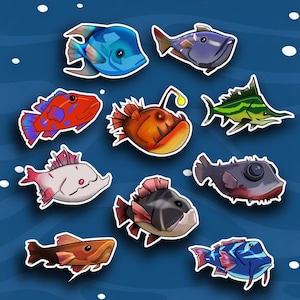 Ensemble d'autocollants de pêche Sea of Thieves - Sticker pirate - Sticker poisson