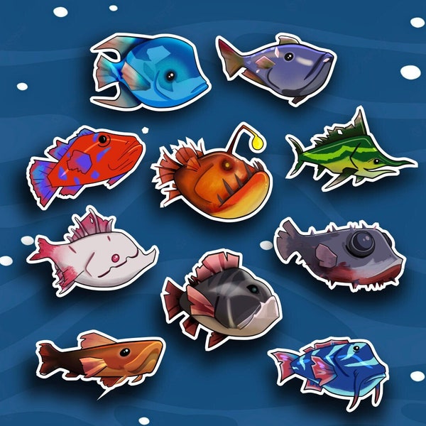 Sea of Thieves Fishing Sticker Set - Pirate Sticker - Fish Sticker