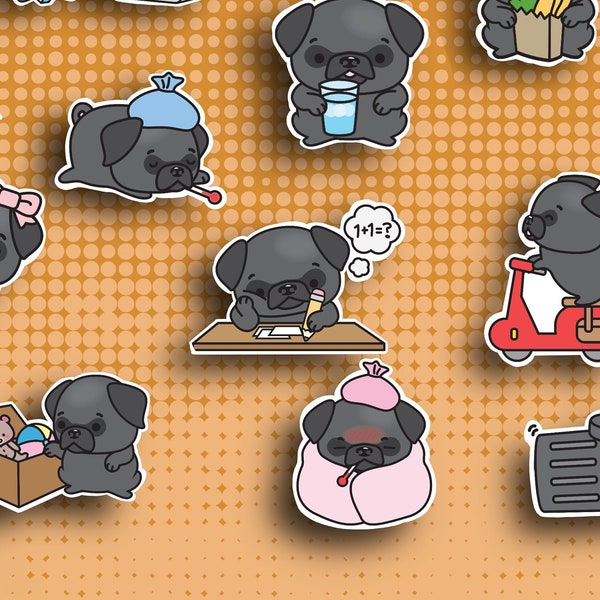 Cute Pug Sticker Set  - Dog Planner Sticker Pack