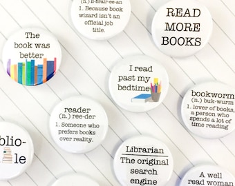 Book Lovers Pinback Button Badge - Librarian Gift - Bookish Pin