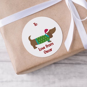 Personalisierte Hund Weihnachtsetiketten Geschenkanhänger - Haustier Weihnachtsaufkleber - Geschenkanhänger - Von Aufklebern
