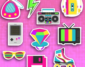 80s Retro Sticker Set