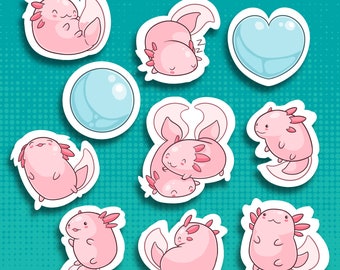 Niedliche Axolotl Aufkleber für Planner und Planer